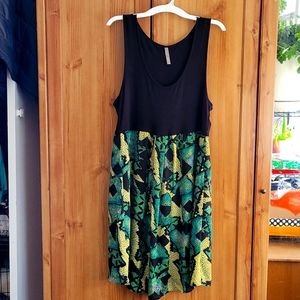 XL Thyme Maternity Summer Dress Black Tank-top with Green Skirt